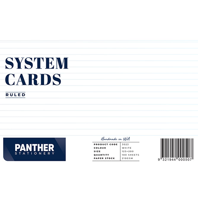 Panther System Cards – Feint Ruled (125x200mm) Pack 100