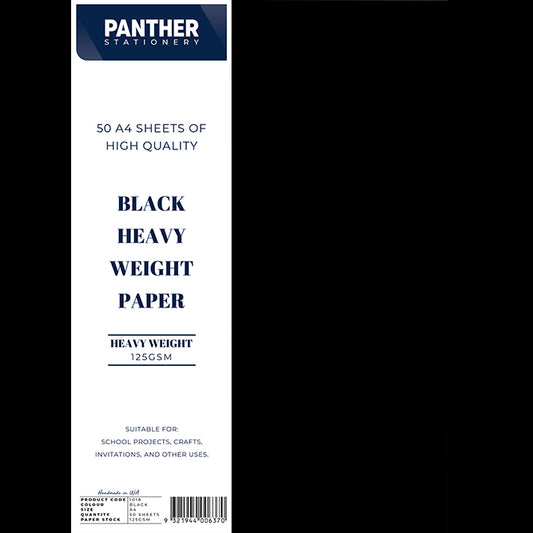 Panther A4 Heavyweight Black Paper – 125 GSM (Pack of 50)