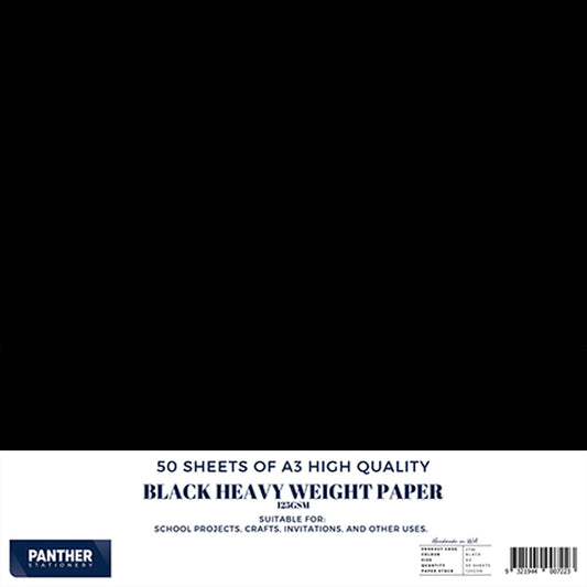Panther A3 Heavyweight Black Paper – 125 GSM (Pack of 50)