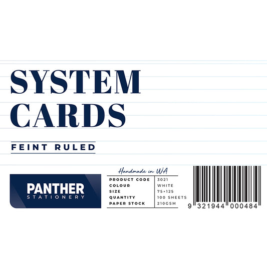 Panther System Cards – Feint Ruled (75x125mm) Pack 100
