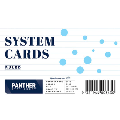 Panther System Cards – Feint Ruled (75x125mm) Pack 100