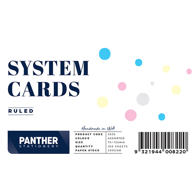 Panther System Cards – Feint Ruled (75x125mm) Pack 100