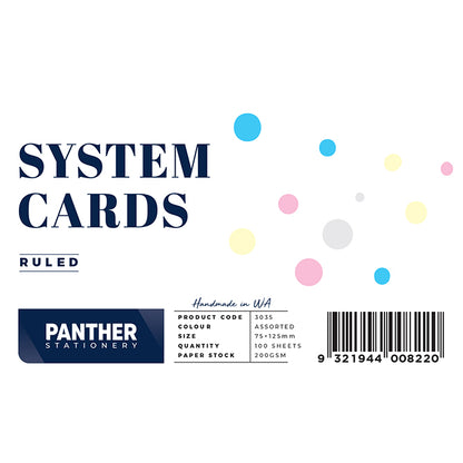 Panther System Cards – Feint Ruled (75x125mm) Pack 100