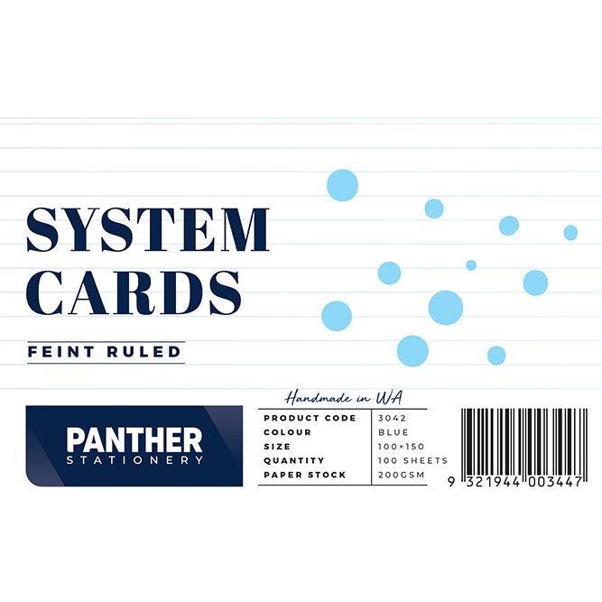 Panther System Cards – Feint Ruled (100 x 150mm) Pack 100