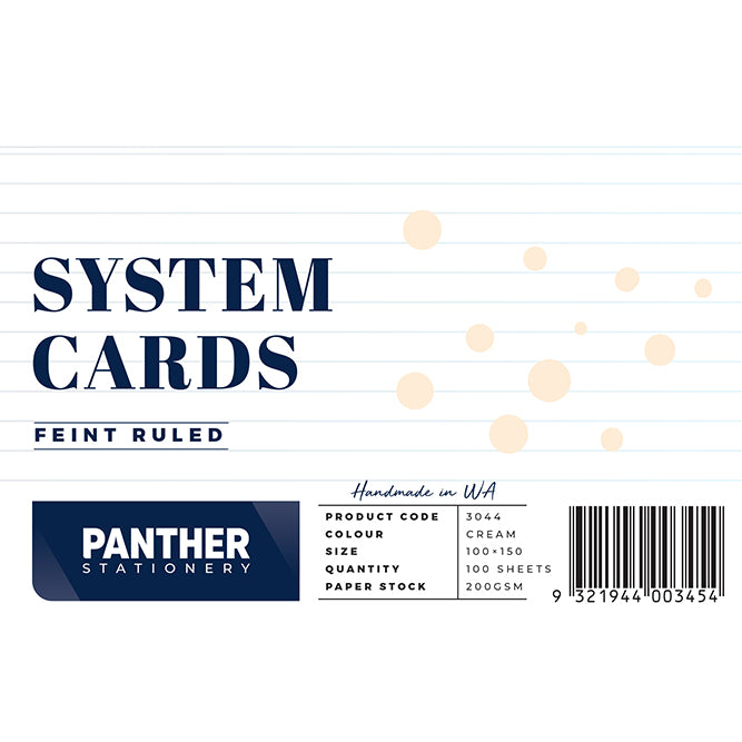 Panther System Cards – Feint Ruled (100 x 150mm) Pack 100