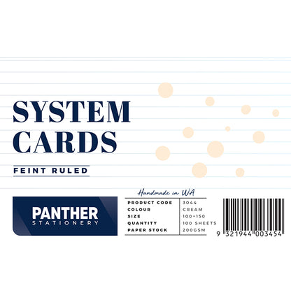 Panther System Cards – Feint Ruled (100 x 150mm) Pack 100