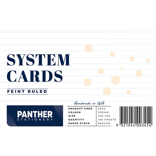 Panther System Cards – Feint Ruled (100 x 150mm) Pack 100