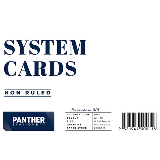 Panther System Cards – Non Ruled (100x150mm) Pack 100
