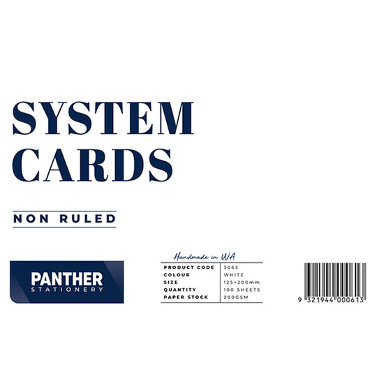 Panther System Cards – Non Ruled (125x200mm) Pack 100