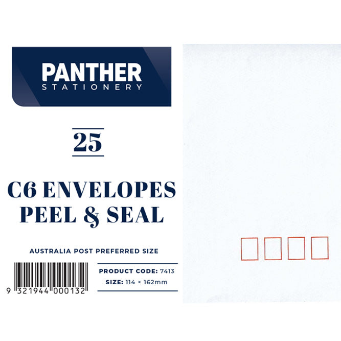Panther C6 Envelopes - Stripseal (Pack of 25 or 50)