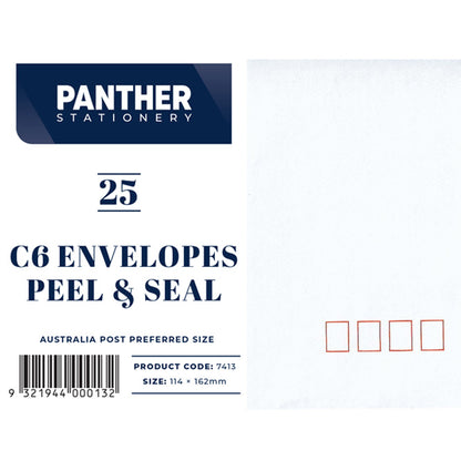 Panther C6 Envelopes - Stripseal (Pack of 25 or 50)