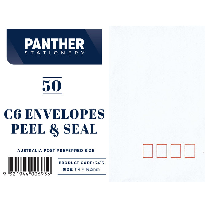Panther C6 Envelopes - Stripseal (Pack of 25 or 50)