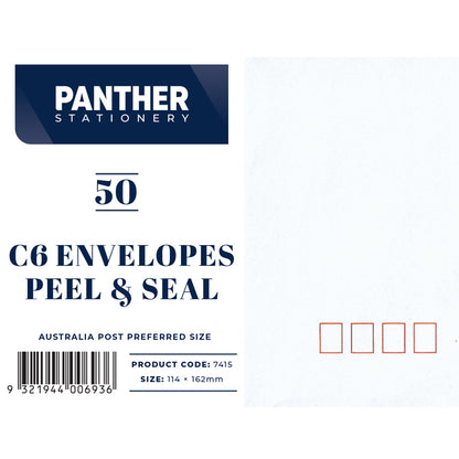 Panther C6 Envelopes - Stripseal (Pack of 25 or 50)