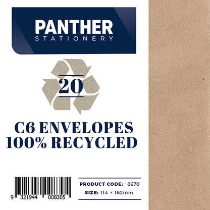Panther Coloured Envelopes (Pack of 20)